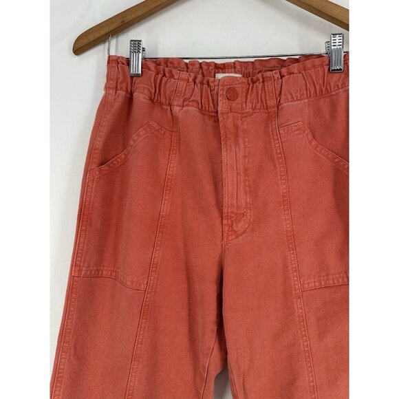 MOTHER The Springy High Rise Straight Leg Hot Coral Ankle Jeans Womens 28 Read - Picture 5 of 15